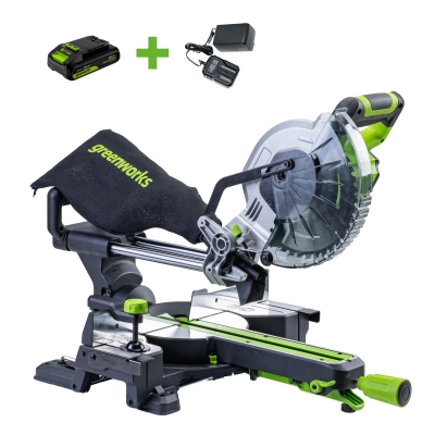 Торцовочная пила аккумуляторная Greenworks GD24MS216 24V с аккумулятором