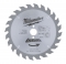 Диск пильный по дереву MILWAUKEE D 165х20х2,6 мм 24Z для циркулярной пилы