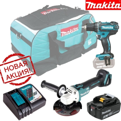 Набор инструментов Makita PT165 (болгарка DGA504Z/ шуруповерт DDF482Z)