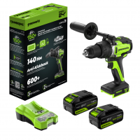 Шуруповерт ударный бесщеточный Greenworks GD24DD140 с 4 А/ч аккумул. и зарядкой