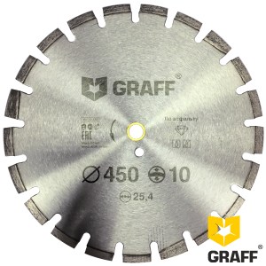 Алмазный диск по асфальту GRAFF 450x10х3,6х25,4 мм
