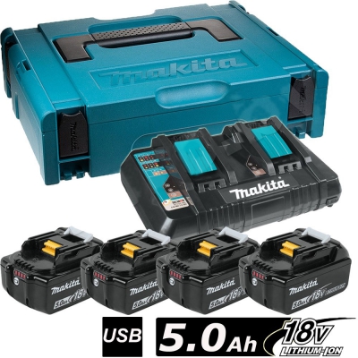 Аккумулятор MAKITA BL1850 4*5.0 Ah Li-Ion + зарядное DC18RD