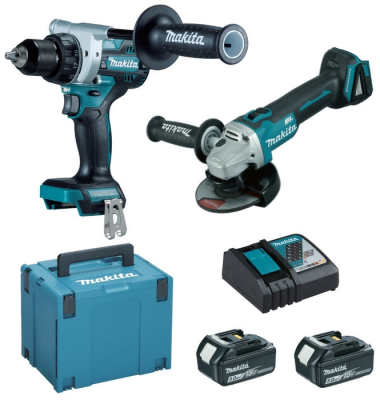 Набор инструментов Makita DLX2430TJ (DDF486, DGA504, BL1850x2, DC18RC, MAKPAC)