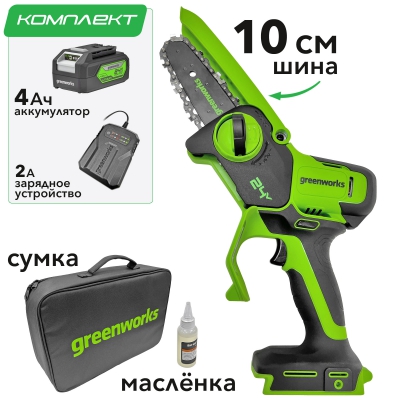 Аккумуляторная электропила GREENWORKS G24MCS10K4