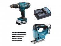 Шуруповерт ударный MAKITA HP488D + аккум. лобзик JV183D (DK18B59Y)