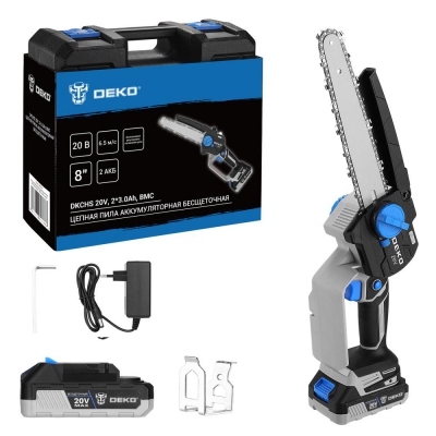 Пила цепная аккумуляторная бесщеточная DEKO DKCHS 20V с подачей масла Пила цепная аккумуляторная бесщеточная DEKO DKCHS 20V с подачей масла